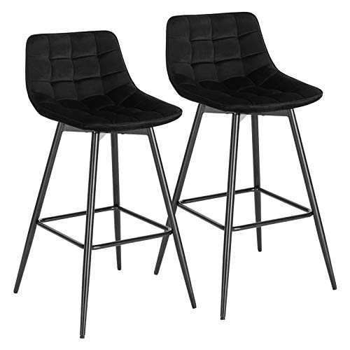 WENYOG Barhocker 2 Teile/Satz Barhocker Hochstuhl for Bar Bistro Leder/Samt Sitz mit Fußstütze Metallrahmen Haushalt Bar Stühle(Balck Velvet) von WENYOG