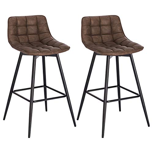 WENYOG Barhocker 2 Teile/Satz Barhocker Hochstuhl for Bar Bistro Leder/Samt Sitz mit Fußstütze Metallrahmen Haushalt Bar Stühle(Brown Leather) von WENYOG