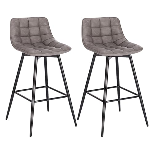 WENYOG Barhocker 2 Teile/Satz Barhocker Hochstuhl for Bar Bistro Leder/Samt Sitz mit Fußstütze Metallrahmen Haushalt Bar Stühle(Dark Grey Leather) von WENYOG