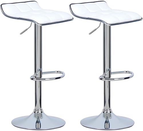 WENYOG Barhocker 2 Teile/Satz Barhocker Thekenhocker Kunstleder Gut Gepolsterte Sitzfläche Esszimmerstuhl Höhenverstellbarer Drehbarstuhl(White) von WENYOG