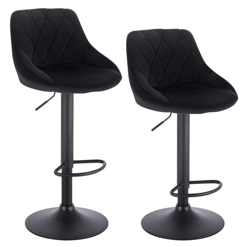 WENYOG Barhocker 2 Teile/Satz Drehbare Barstühle Leder/Samt Rotierenden Barhocker Höhenverstellbare Hebe Hohe Hocker mit Fußstütze for Hause(Black Velvet) von WENYOG