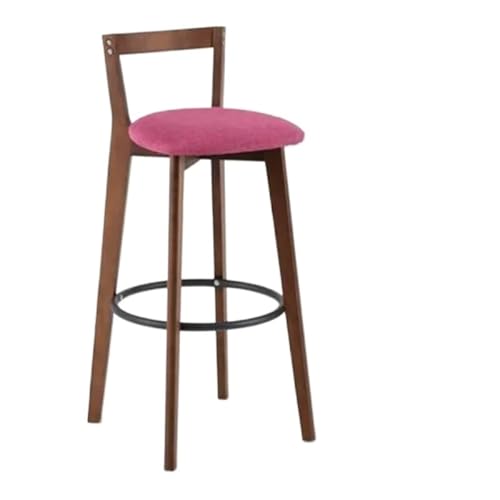 WENYOG Barhocker Bar Stuhl Nordic Massivholz Barhocker Balkon Hause Licht Luxus Rückenlehne Hohe Stuhl(Beige) von WENYOG