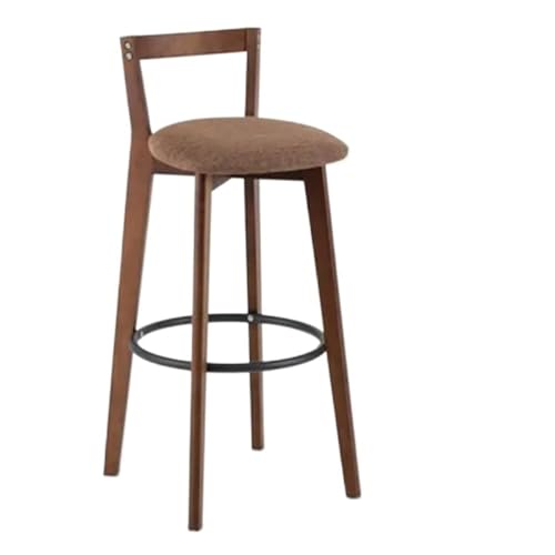 WENYOG Barhocker Bar Stuhl Nordic Massivholz Barhocker Balkon Hause Licht Luxus Rückenlehne Hohe Stuhl(Black) von WENYOG