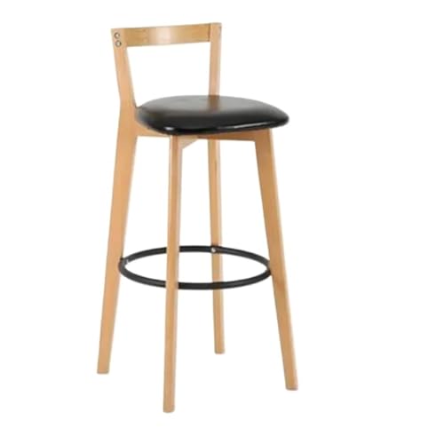 WENYOG Barhocker Bar Stuhl Nordic Massivholz Barhocker Balkon Hause Licht Luxus Rückenlehne Hohe Stuhl(Brown) von WENYOG