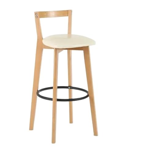 WENYOG Barhocker Bar Stuhl Nordic Massivholz Barhocker Balkon Hause Licht Luxus Rückenlehne Hohe Stuhl(Buff) von WENYOG