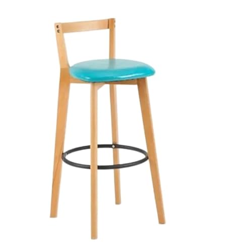 WENYOG Barhocker Bar Stuhl Nordic Massivholz Barhocker Balkon Hause Licht Luxus Rückenlehne Hohe Stuhl(Dark Gray) von WENYOG