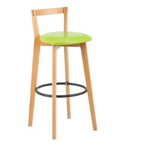 WENYOG Barhocker Bar Stuhl Nordic Massivholz Barhocker Balkon Hause Licht Luxus Rückenlehne Hohe Stuhl(Dark Green) von WENYOG