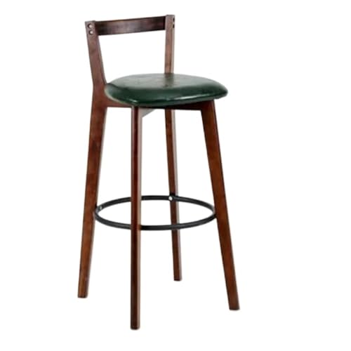 WENYOG Barhocker Bar Stuhl Nordic Massivholz Barhocker Balkon Hause Licht Luxus Rückenlehne Hohe Stuhl(Dark Khaki) von WENYOG