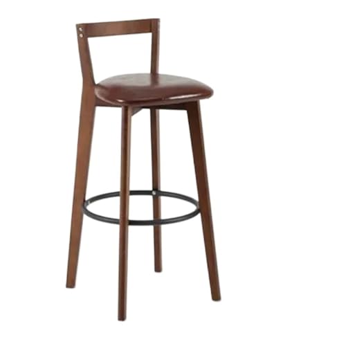 WENYOG Barhocker Bar Stuhl Nordic Massivholz Barhocker Balkon Hause Licht Luxus Rückenlehne Hohe Stuhl(Deep Purple) von WENYOG