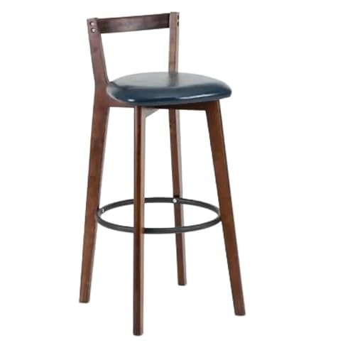 WENYOG Barhocker Bar Stuhl Nordic Massivholz Barhocker Balkon Hause Licht Luxus Rückenlehne Hohe Stuhl(Khaki) von WENYOG