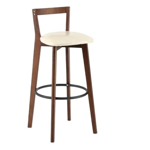 WENYOG Barhocker Bar Stuhl Nordic Massivholz Barhocker Balkon Hause Licht Luxus Rückenlehne Hohe Stuhl(Light Gray) von WENYOG