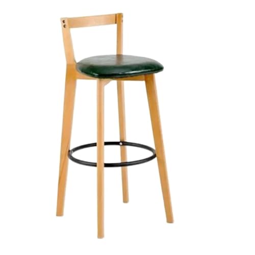 WENYOG Barhocker Bar Stuhl Nordic Massivholz Barhocker Balkon Hause Licht Luxus Rückenlehne Hohe Stuhl(Light Green) von WENYOG