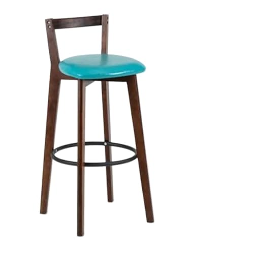 WENYOG Barhocker Bar Stuhl Nordic Massivholz Barhocker Balkon Hause Licht Luxus Rückenlehne Hohe Stuhl(Orange) von WENYOG