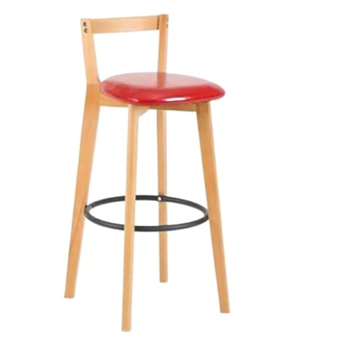 WENYOG Barhocker Bar Stuhl Nordic Massivholz Barhocker Balkon Hause Licht Luxus Rückenlehne Hohe Stuhl(Pink) von WENYOG