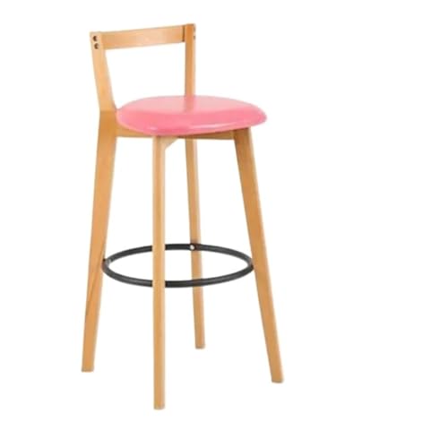 WENYOG Barhocker Bar Stuhl Nordic Massivholz Barhocker Balkon Hause Licht Luxus Rückenlehne Hohe Stuhl(White) von WENYOG