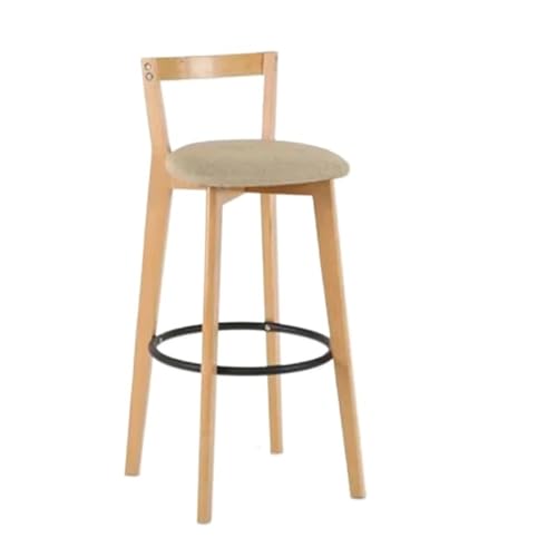 WENYOG Barhocker Bar Stuhl Nordic Massivholz Barhocker Balkon Hause Licht Luxus Rückenlehne Hohe Stuhl(Yellow) von WENYOG