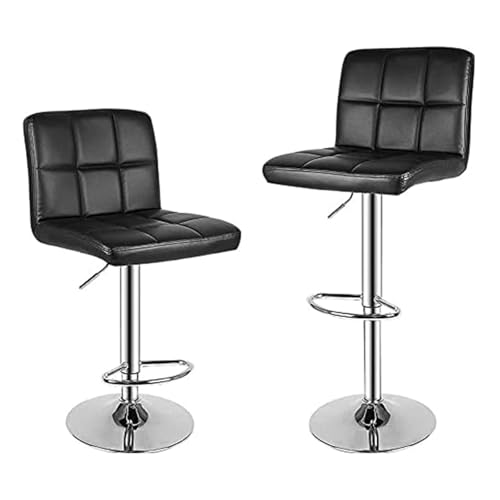 WENYOG Barhocker Barhocker, PU-Leder, drehbar, Barstühle mit Rückenlehne, for Frühstück, Bar, Theke, Küche, Zuhause, hoher Fußhocker, 2 Stück(Black 2pcs) von WENYOG