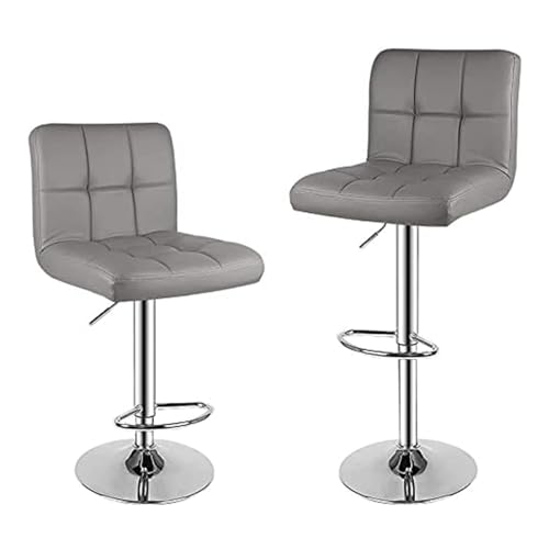 WENYOG Barhocker Barhocker, PU-Leder, drehbar, Barstühle mit Rückenlehne, for Frühstück, Bar, Theke, Küche, Zuhause, hoher Fußhocker, 2 Stück(Gray 2pcs) von WENYOG