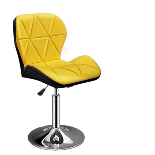 WENYOG Barhocker Barhocker aus PU-Leder, Thekenhöhe, verstellbare hohe Drehstühle mit Rückenlehne, Schwarze Möbel(Yellow) von WENYOG