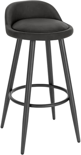 WENYOG Barhocker Bunter Barhocker, Barstuhl, Bistrohocker, Thekenhocker mit Metallfußstütze, hoher Hocker, Caféhocker, Barmöbel(Anthracite Leather) von WENYOG