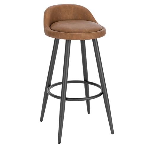 WENYOG Barhocker Bunter Barhocker, Barstuhl, Bistrohocker, Thekenhocker mit Metallfußstütze, hoher Hocker, Caféhocker, Barmöbel(Brown Leather) von WENYOG
