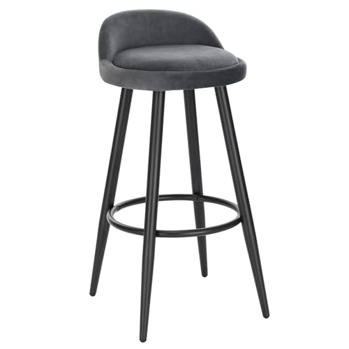 WENYOG Barhocker Bunter Barhocker, Barstuhl, Bistrohocker, Thekenhocker mit Metallfußstütze, hoher Hocker, Caféhocker, Barmöbel(Dark Grey Velvet) von WENYOG