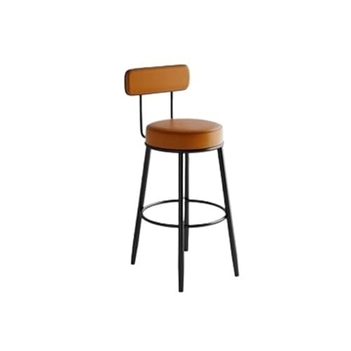 WENYOG Barhocker Schmiedeeiserner Barstuhl, hoher Hocker, Heim-Rückenlehne, Barhocker, Tisch, schwarzer hoher Bar-Hochstuhl(55 High Orange Leath) von WENYOG
