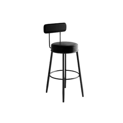 WENYOG Barhocker Schmiedeeiserner Barstuhl, hoher Hocker, Heim-Rückenlehne, Barhocker, Tisch, schwarzer hoher Bar-Hochstuhl(55 Tall Black Leathe) von WENYOG