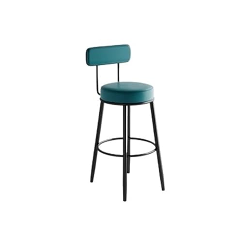 WENYOG Barhocker Schmiedeeiserner Barstuhl, hoher Hocker, Heim-Rückenlehne, Barhocker, Tisch, schwarzer hoher Bar-Hochstuhl(75 Height Lake Blue) von WENYOG