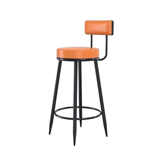 WENYOG Barhocker Schmiedeeiserner Barstuhl, hoher Hocker, Heim-Rückenlehne, Barhocker, Tisch, schwarzer hoher Bar-Hochstuhl(75 High Orange Leath) von WENYOG