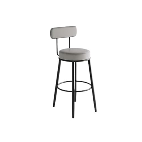 WENYOG Barhocker Schmiedeeiserner Barstuhl, hoher Hocker, Heim-Rückenlehne, Barhocker, Tisch, schwarzer hoher Bar-Hochstuhl(75 High White Leathe) von WENYOG