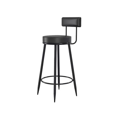 WENYOG Barhocker Schmiedeeiserner Barstuhl, hoher Hocker, Heim-Rückenlehne, Barhocker, Tisch, schwarzer hoher Bar-Hochstuhl(75 Tall Black Leathe) von WENYOG