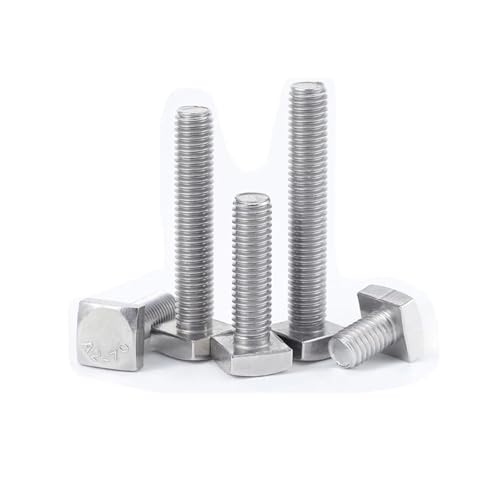 WENYOG Hammerkopfschrauben 2/10 Stück M4 M5 M6 M8 Länge = 8–80 mm 304 A2 Edelstahl Flachquadrat Foursquare Quadratform Typ Kopf Maschinenschraube Bolzen(20mm,10pcs M4) von WENYOG