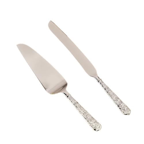 WENYOG Tortenmesser hochzeit 2pc Silber Überzogene Kuchen Messer Schaufel Kuchen Schaufel Abendessen Messer Backen Pizza Utensilien(Color 2) von WENYOG