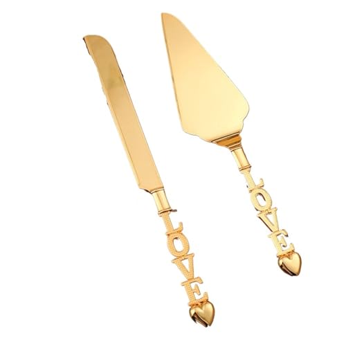 WENYOG Tortenmesser hochzeit Goldenes Retro-Messer- und Server-Set, ausgehöhlt, Pizzaschaufel, Kuchen-Dessertmesser, 2 Stück(Pink) von WENYOG
