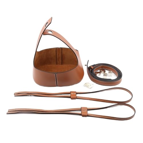 DIY-Set zur Ledertaschenherstellung 7-teiliges Set, handgefertigte Handtasche, Schultergurt, gewebtes Taschen-Set, hohler Kordelzug, Eimertaschen, Leder, DIY-Rucksack mit Taschenbodengürtel(Brown) von WEOKDFHA