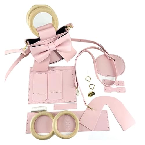 DIY-Set zur Ledertaschenherstellung DIY Handtasche Tasche Satchel Herstellung Kit PU Leder Handwerk Werkzeug Set handgemachte Handtasche Schultertaschen Strickstich Frauen Mädchen(Pink) von WEOKDFHA