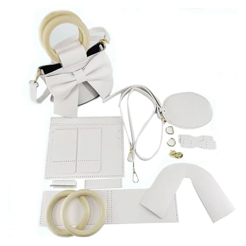 DIY-Set zur Ledertaschenherstellung DIY Handtasche Tasche Satchel Herstellung Kit PU Leder Handwerk Werkzeug Set handgemachte Handtasche Schultertaschen Strickstich Frauen Mädchen(White) von WEOKDFHA
