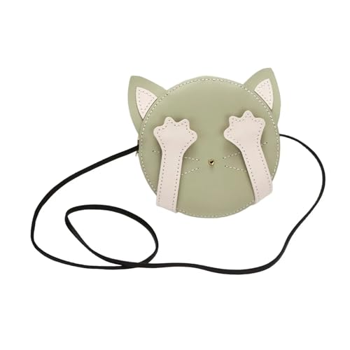 DIY-Set zur Ledertaschenherstellung DIY-Umhängetaschen-Herstellungsset, handgewebte Tasche, vorgeschnittenes Leder, Nähen, Lederhandwerk, Katzenform, komplettes Werkzeug for Anfänger(Green) von WEOKDFHA