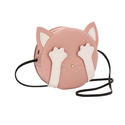 DIY-Set zur Ledertaschenherstellung DIY-Umhängetaschen-Herstellungsset, handgewebte Tasche, vorgeschnittenes Leder, Nähen, Lederhandwerk, Katzenform, komplettes Werkzeug for Anfänger(Pink) von WEOKDFHA