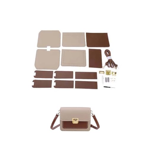 DIY-Set zur Ledertaschenherstellung Handgefertigtes Taschen-Set, Handnähen, Lederhandwerk, DIY-Taschen-Set, Herstellung von quadratischen Boxen, Nähmaterial for Taschen-Handtaschen-Zubehör(Num1 Brown) von WEOKDFHA