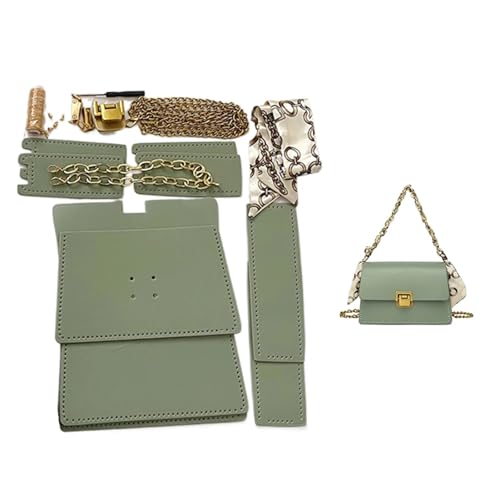 DIY-Set zur Ledertaschenherstellung Handgefertigtes Taschen-Set, Handnähen, Lederhandwerk, DIY-Taschen-Set, Herstellung von quadratischen Boxen, Nähmaterial for Taschen-Handtaschen-Zubehör(Num2 Green) von WEOKDFHA