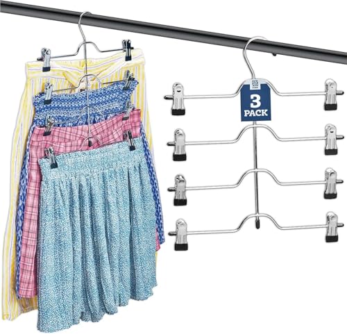Hosen- Und Rockbügel 4-stufige Rockbügel mit Clips, rutschfeste, platzsparende Hosenbügel aus Metall verstellbaren und drehbaren Haken Hosen- Und Rockbügel 4-stufige Rockbügel mit Clips, rutschfeste, platzsparende Hosenbügel aus Metall verstellbaren und drehbaren Haken von WEOKDFHA