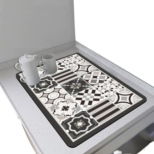 Kaffeemaschine Unterlage Geschirr Abtropfmatte Kaffeemaschine Küchenbar Saugfähige Waschbare Wärmedämmung Verbrühungsmatte(Color 1,40x50 cm) von WEOKDFHA