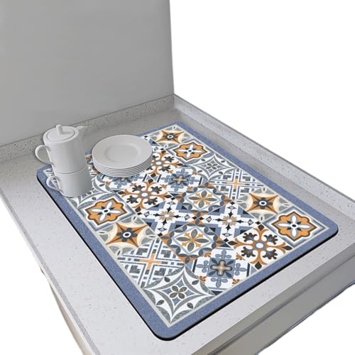 Kaffeemaschine Unterlage Geschirr Abtropfmatte Kaffeemaschine Küchenbar Saugfähige Waschbare Wärmedämmung Verbrühungsmatte(Color 2,50x60cm) von WEOKDFHA
