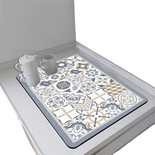 Kaffeemaschine Unterlage Geschirr Abtropfmatte Kaffeemaschine Küchenbar Saugfähige Waschbare Wärmedämmung Verbrühungsmatte(Color 4,50x60cm) von WEOKDFHA