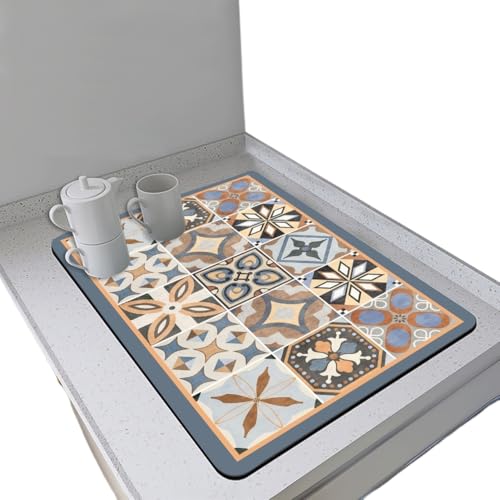 Kaffeemaschine Unterlage Geschirr Abtropfmatte Kaffeemaschine Küchenbar Saugfähige Waschbare Wärmedämmung Verbrühungsmatte(Color 5,30x40 cm) von WEOKDFHA