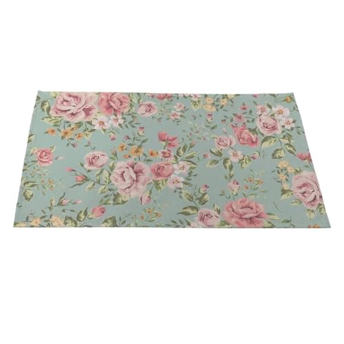 Kaffeemaschine Unterlage Klassische Rose Blume Tischset Leinen Tisch Matte Baum Holz Stil Esstisch Bremsbeläge Bahn Platte Bar Tapete De Lugar(LE1145) von WEOKDFHA