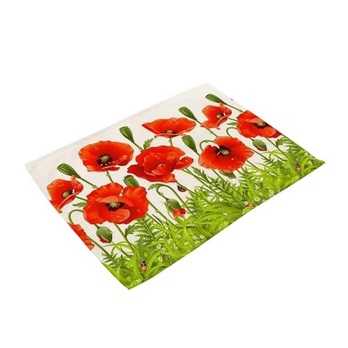Kaffeemaschine Unterlage Klassische Rose Blume Tischset Leinen Tisch Matte Baum Holz Stil Esstisch Bremsbeläge Bahn Platte Bar Tapete De Lugar(LE1152) von WEOKDFHA