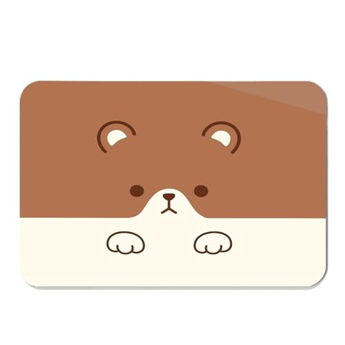 Kaffeemaschine Unterlage Niedliche Abtropfmatte mit Hund, Panda, Katze und Schwein, for Küche, Bar, Kaffee, Geschirr, saugfähige Anti-Rutsch-Matte aus Gummi-Mikrofaser(Z4,LSD40X60X3CM) von WEOKDFHA